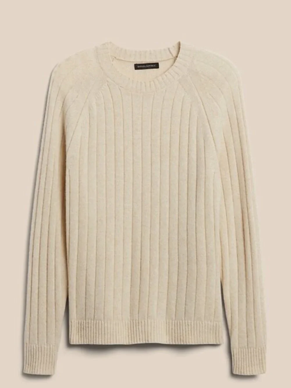 Banana Republic Men's Italian Wool-Blend Crew-Neck Sweater in Cream Size XL Tall